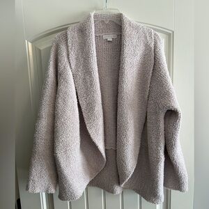 Barefoot Dreams Textured Knit Cardigan - Cream berry heather color